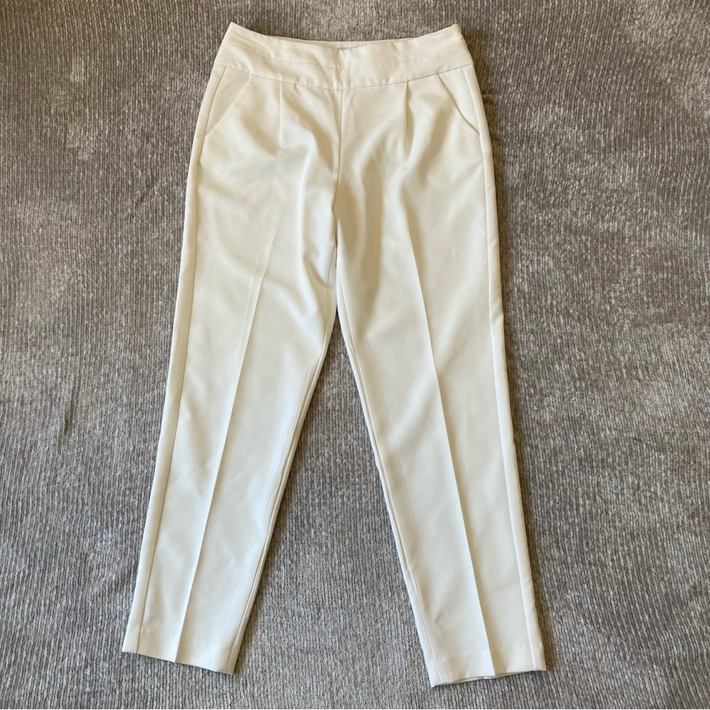 Milly Off Whiteโ Tailored Trouser Pants Size 6 Side Zip Classic